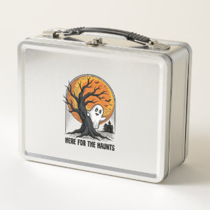 Halloween Ghost Shirt Vintage Haunted Moon Design_ Metal Lunch Box