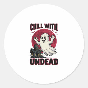 Halloween Ghost Shirt Vintage Haunted Zombie Desig Classic Round Sticker