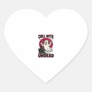 Halloween Ghost Shirt Vintage Haunted Zombie Desig Heart Sticker