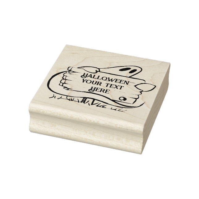 Halloween Ghost Sign with Text Invitation or Card Rubber Stamp (Stamp)