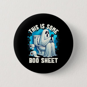 Halloween Ghost Sitting On A Toilet This Is Some B 6 Cm Round Badge