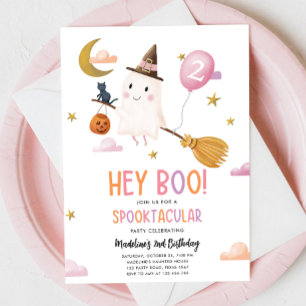 Halloween Ghost Spooktacular Hey Boo Girl Birthday Invitation