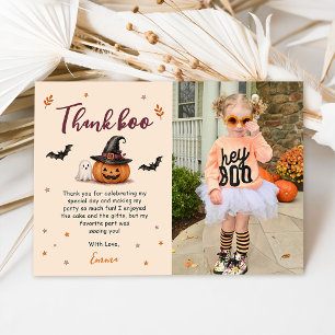 Halloween Ghost Spooky Birthday Party Photo Thank You Card