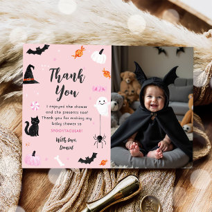 Halloween Ghost Spooky Birthday Party Photo Thank You Card