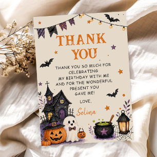 Halloween Ghost Spooky Birthday Party Thank You Card