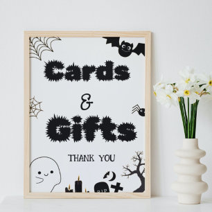 Halloween ghost spooky card and gifts thank you  poster