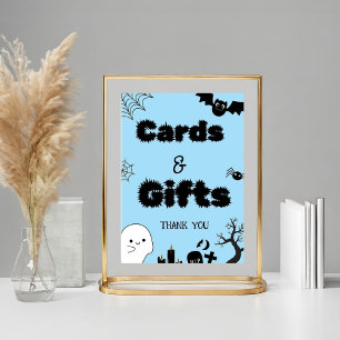 Halloween ghost spooky card and gifts thank you poster