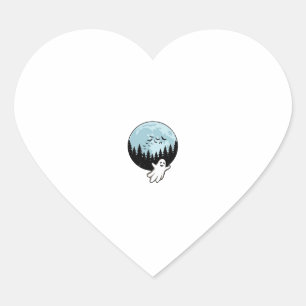 Halloween Ghost Spooky Forest Moon Vintage_1 Heart Sticker