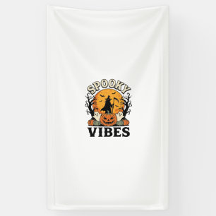 Halloween Ghost Spooky Vibes Pumpkin Witch Vintage Banner
