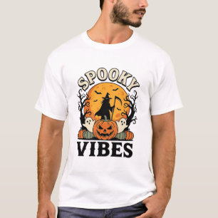 Halloween Ghost Spooky Vibes Pumpkin Witch Vintage T-Shirt