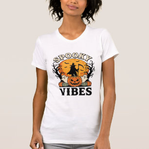 Halloween Ghost Spooky Vibes Pumpkin Witch Vintage T-Shirt