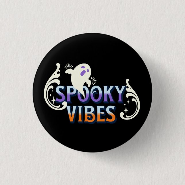 Halloween Ghost Spooky Vibes Typography Lettering 3 Cm Round Badge (Front)
