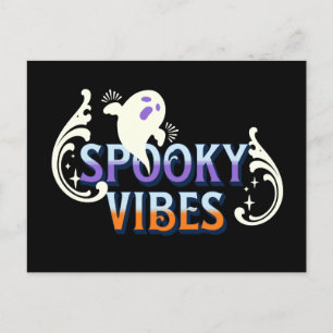 Halloween Ghost Spooky Vibes Typography Lettering Postcard