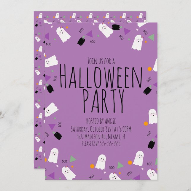 Halloween Ghost Sprinkles Birthday Party Event Invitation (Front/Back)