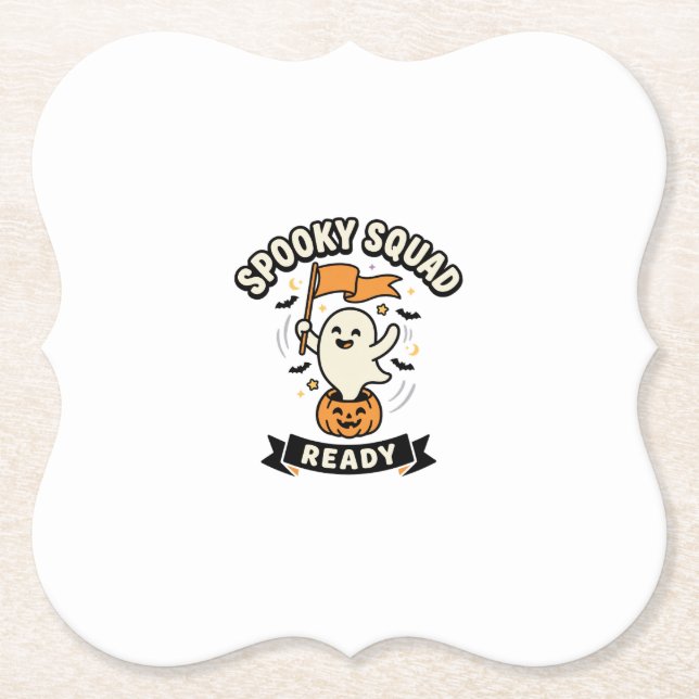 Halloween Ghost Squad Paper Coaster (Front)