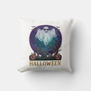 Halloween Ghost Sunglasses Purple Moon Graveyard_1 Cushion