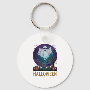 Halloween Ghost Sunglasses Purple Moon Graveyard_1 Key Ring