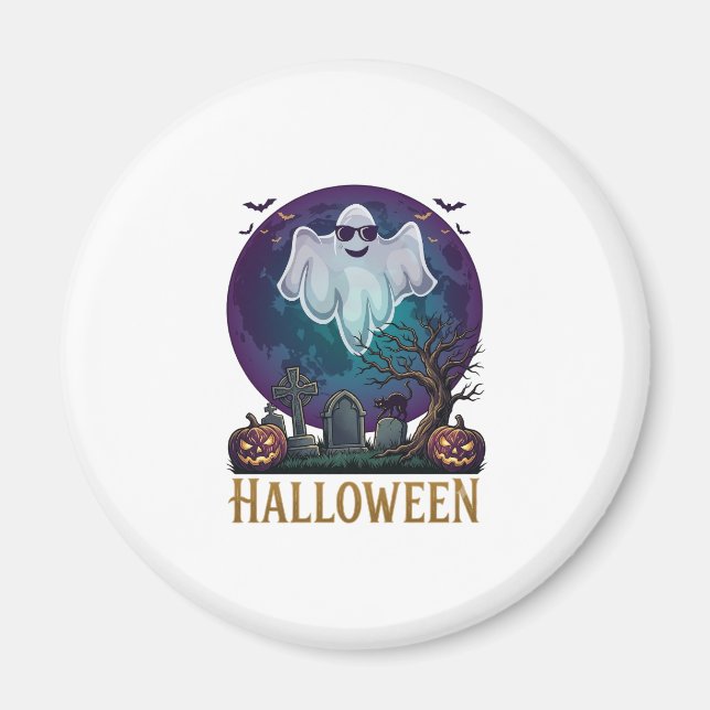 Halloween Ghost Sunglasses Purple Moon Graveyard_1 Magnet (Front)