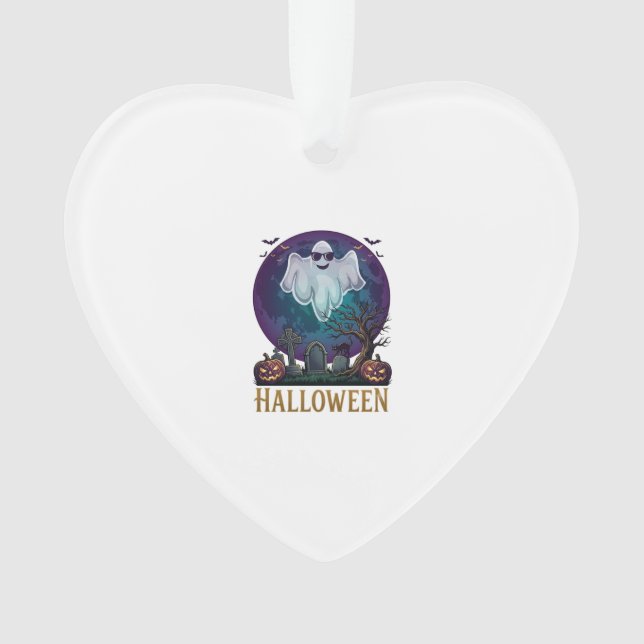 Halloween Ghost Sunglasses Purple Moon Graveyard_1 Ornament (Front)