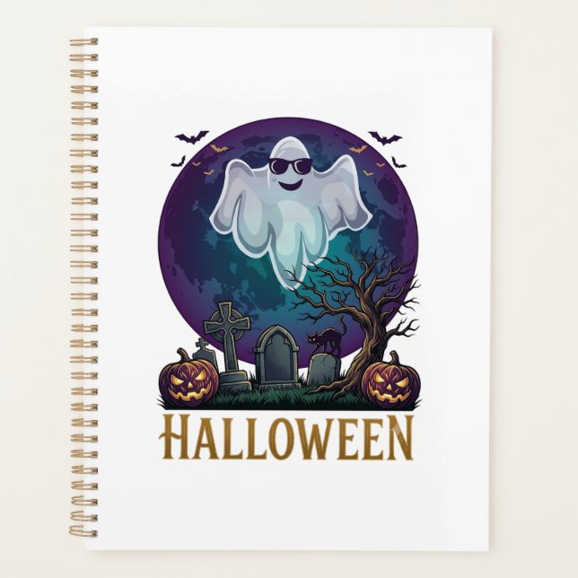 Halloween Ghost Sunglasses Purple Moon Graveyard_1 Planner (Front)