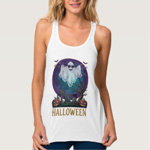 Halloween Ghost Sunglasses Purple Moon Graveyard_1 Singlet