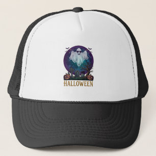 Halloween Ghost Sunglasses Purple Moon Graveyard_1 Trucker Hat