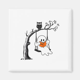 Halloween Ghost Swing Reading Vintage Costume Wome Magnet
