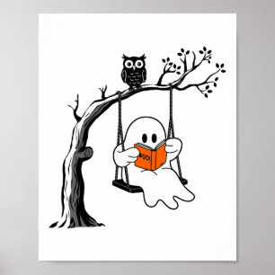 Halloween Ghost Swing Reading Vintage Costume Wome Poster