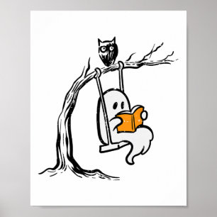 Halloween Ghost Swing Reading Vintage Costume Wome Poster