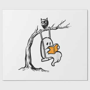 Halloween Ghost Swing Reading  Wrapping Paper