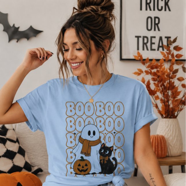 Halloween Ghost T-Shirt Cute Cat Pumpkin (Creator Uploaded)