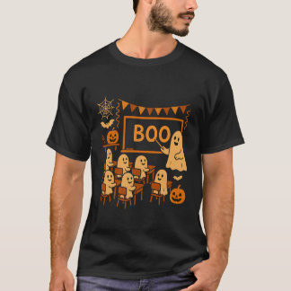 Halloween Ghost Teacher Teaching Boo to Student in T-Shirt