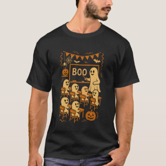Halloween Ghost Teacher Teaching Boo to Student in T-Shirt