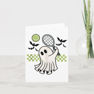 Halloween Ghost Tennis Player Retro Spooky Season Card