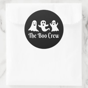 Halloween Ghost, The Boo Crew Trio Ghost Black Classic Round Sticker