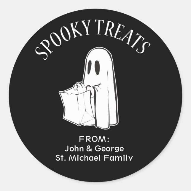 Halloween Ghost Trick or Treat Labels (Front)