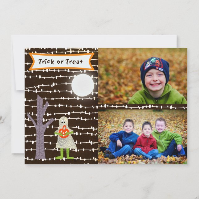 Halloween Ghost Trick or treat photo card- TBO Holiday Card (Front)