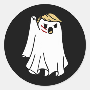 Halloween Ghost Trump Fist Pumped Fight Take Ameri Classic Round Sticker