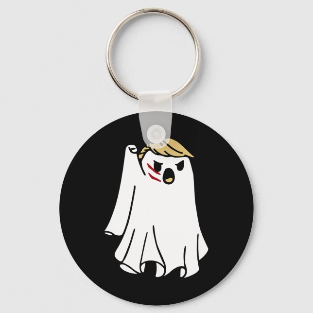 Halloween Ghost Trump Fist Pumped Fight Take Ameri Key Ring (Front)
