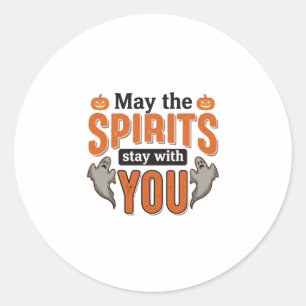 Halloween Ghost Typography Vintage Engraving Desig Classic Round Sticker