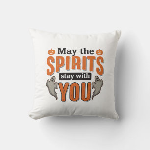 Halloween Ghost Typography Vintage Engraving Desig Cushion