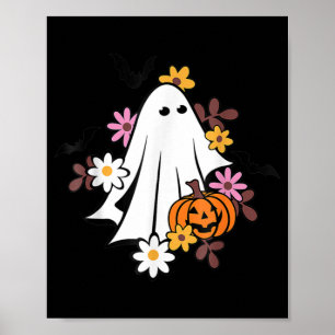 Halloween Ghost Vintage Groovy Trick Or Treat Spoo Poster
