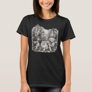 Halloween Ghost Violin Forest Animal Sketch Art T-Shirt