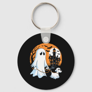 Halloween Ghost Walking Dog Premium Key Ring