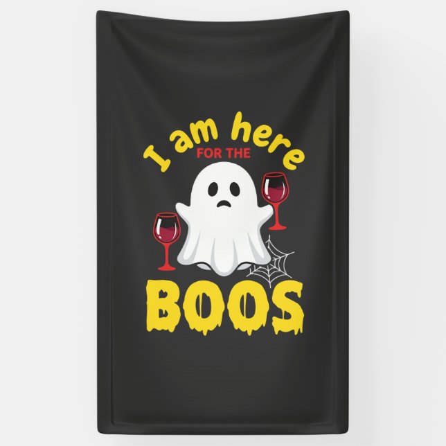 Halloween Ghost Wine Boos Design Banner (Vertical)