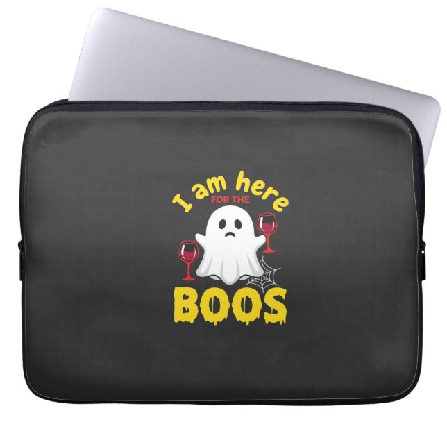 Halloween Ghost Wine Boos Design Laptop Sleeve (Front)