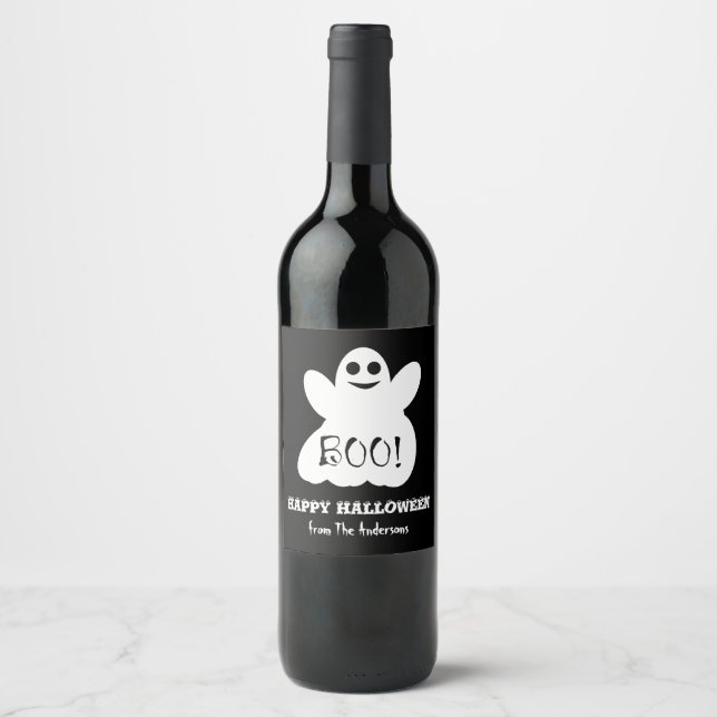 Halloween Ghost Wine Bottle Label Set (Front)