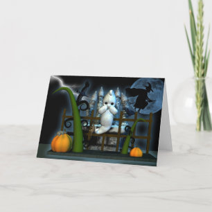 Halloween Ghost Witch rats and crows, fear ghost Card