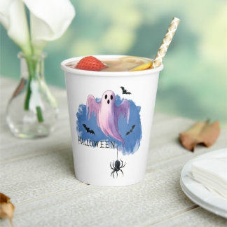 HALLOWEEN Ghost With A Spider Paper Cups
