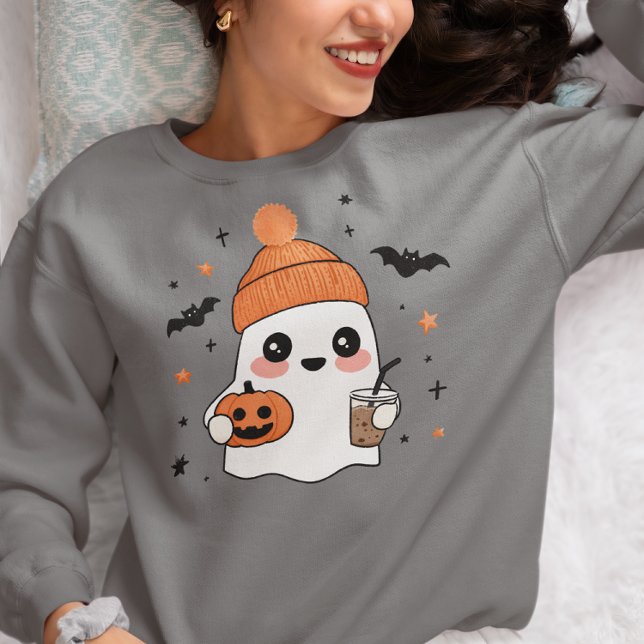 Halloween Ghost with Iced Coffee Sweatshirt (Creator Uploaded)